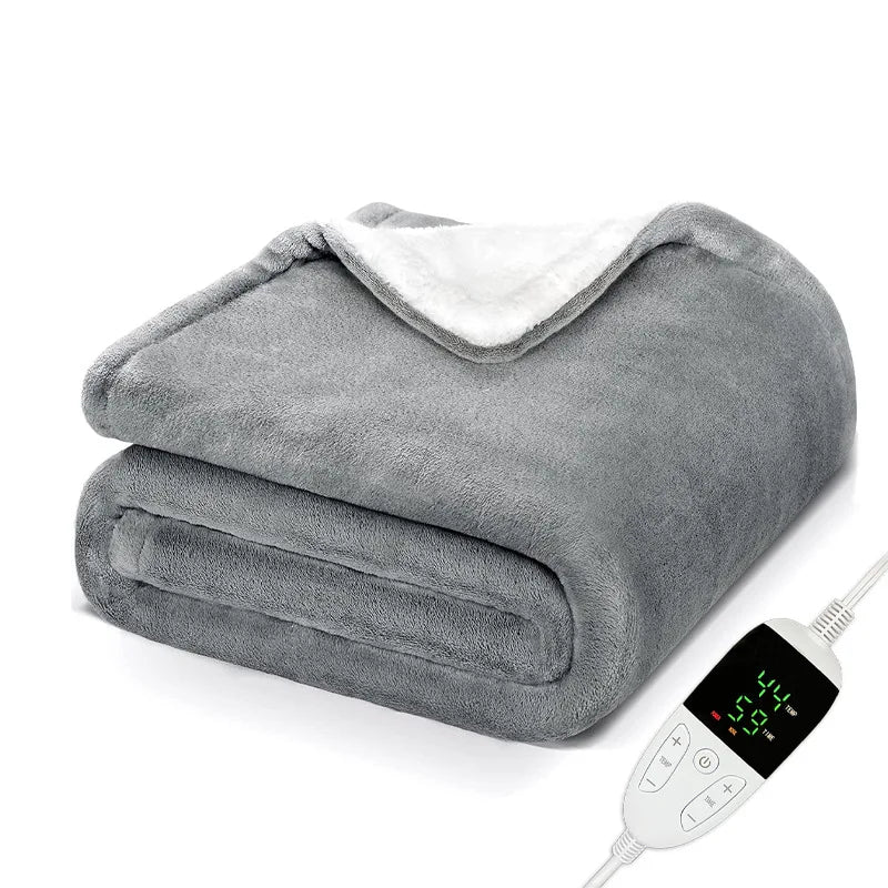 Electric Heated Blanket Throw Flannel Sherpa