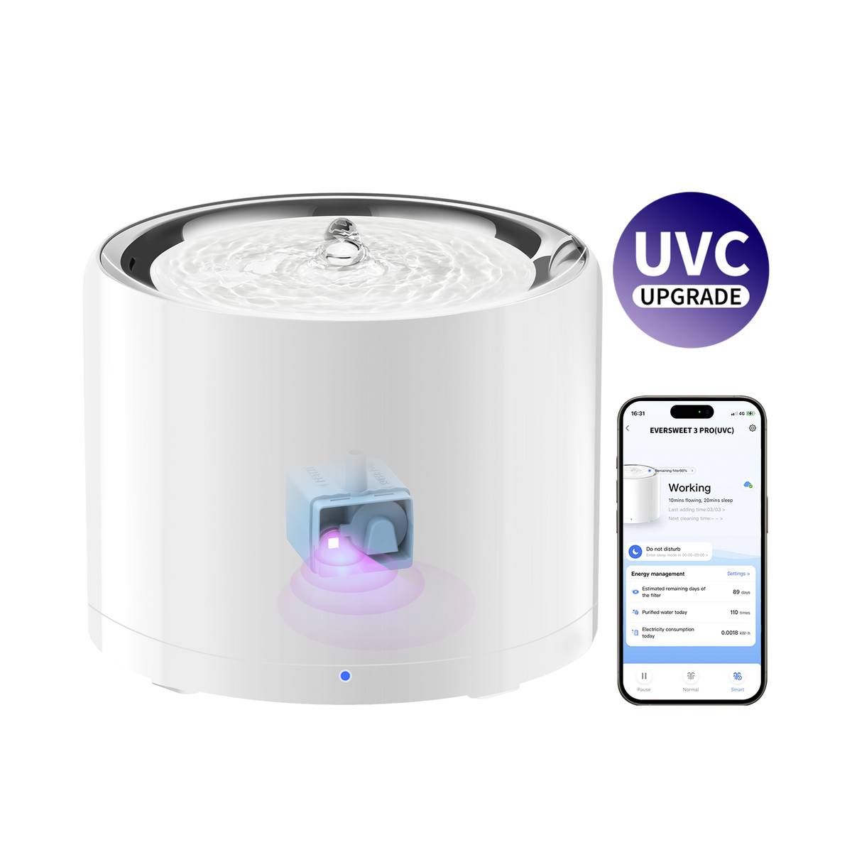 Smart Pet Water Fountain with UV Filter