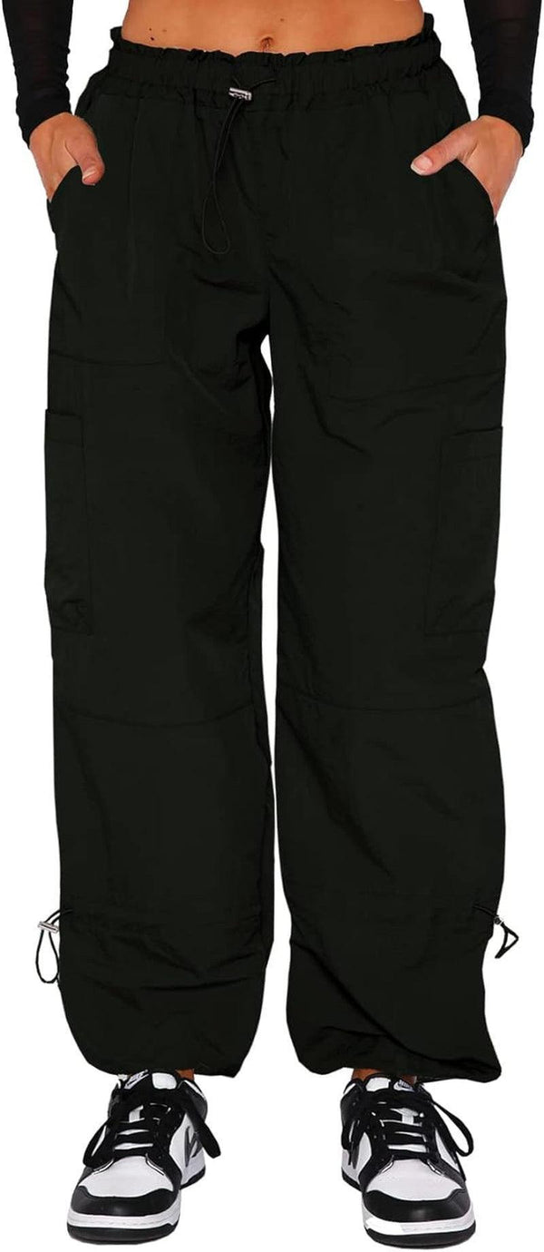 Y2K Cargo Parachute Pants front view